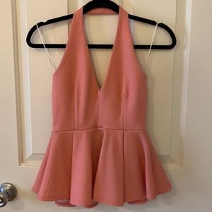 Peach halter peplum top